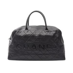 Chanel Matelasse Boston Bag Calfskin Cowhide Black